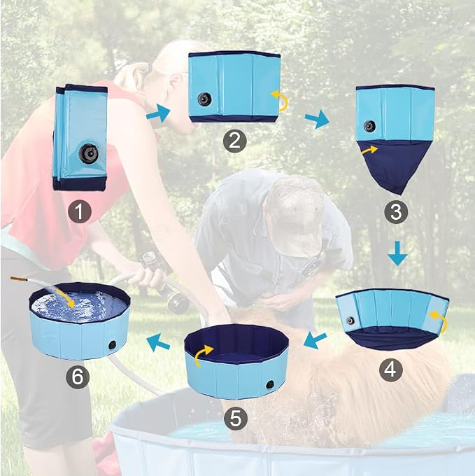 Dog Pool Foldable pet Pool Dog Swimming Pool pet Swimming Pool PVC Non-Slip for All Kinds of Pets 40-12in