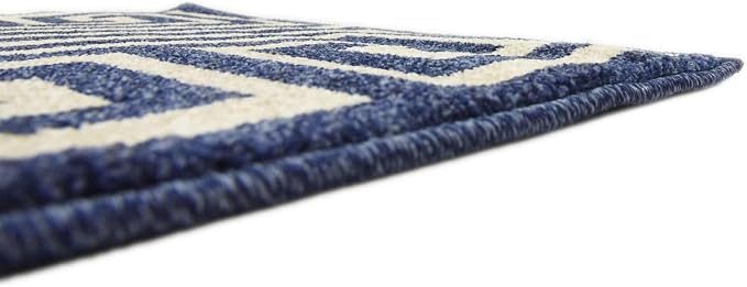 Unique Loom Athens Collection Classic Geometric Modern Border Design Area Rug (2' 0 x 3' 0 Rectangular, Navy Blue/ Beige)
