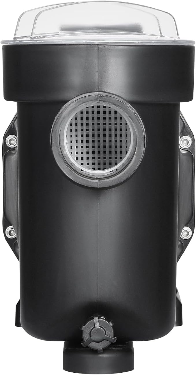 VEVOR Above Ground Pool Pump, 1.5HP, Self Priming Single Speed Swimming Pool Pump, 220V 3450 RPM 55 ft Max Head Lift with PP Shell Strainer Basket, 122°F Max Water Temp, for Hot Tubs Spas, No Plug