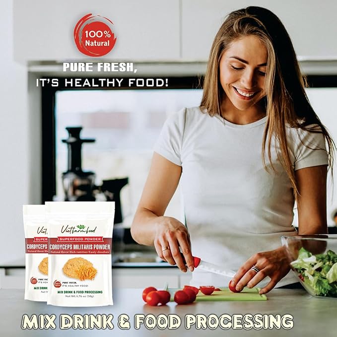 CORDYCEPS MILITARIS POWDER 2.47 oz (50g) VIETFARMFOOD: Pure freeze-dried vegetable powder, made from real vegetables with no added sugar. Perfect for daily nutrition to keep your body full of vitality