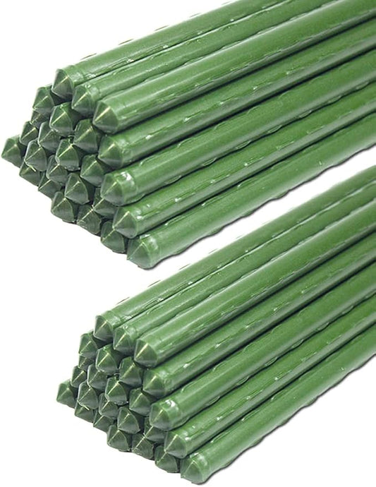 G-LEAF Garden Stakes 6 ft Plastic Coated Steel Tube Sturdy Metal Plant Sticks for Tomato,Cucumber,Bean,Tree,Pack of 50