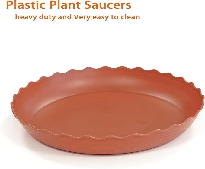 2 Pack of 20 inch Plant Saucer Plant Tray, Plastic Plant Saucer, Heavy Duty Plant Tray for Pots, Plant Saucers for Indoors Planter, Garden Water Plate Bowls (Terracotta)