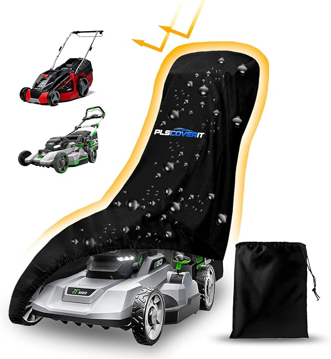 Push Lawn Mower Cover, Waterproof Tractor Cover, Heavy Duty 600D Oxford Fabric With Drawstring&Storage Bag UV Resistant Protector Covers Against Dust,Dirt,Wind for Lawn Mower 74×25×39”