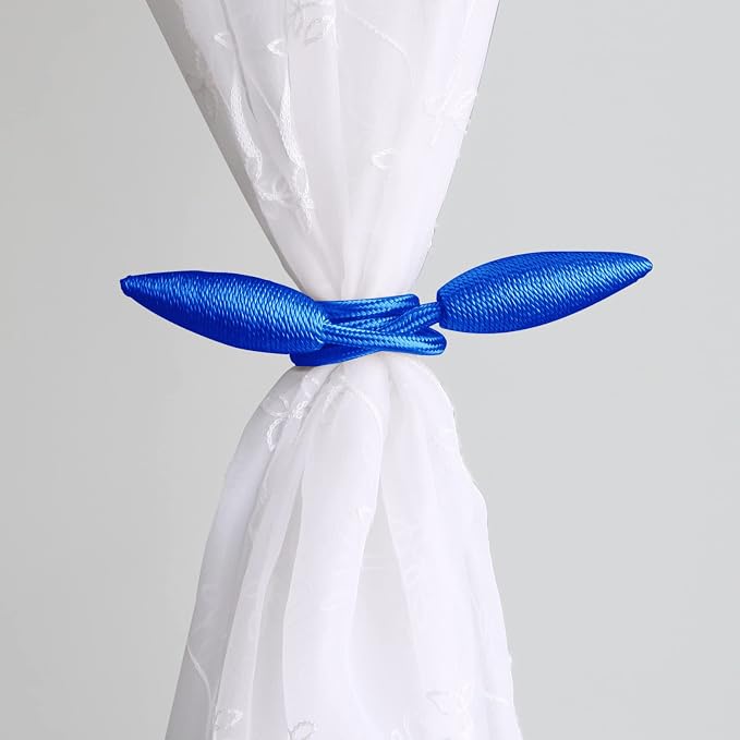 Valea Home 2 Pieces Curtain Tiebacks Clips Creative Window Drape Twist Tie Backs European Style Custom Made Curtain Holders Decorative Draperies Holdbacks, Royal Blue