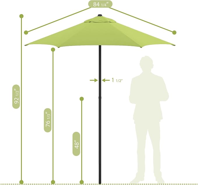 Sunline 7.5 ft Patio Umbrella with Crank & Push Button Tilt, Outdoor Market Umbrella with UV Protection & Wind Vent, Metal Frame for Deck, Pool & Table, Lime