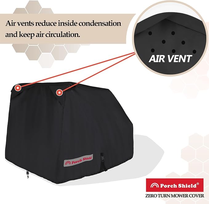 Porch Shield Zero Turn Mower Cover - Waterproof Heavy Duty Riding Lawn Tractor Cover (Up to 54 inches Decks, Black)