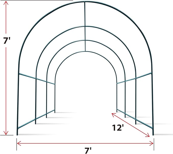 YardGrow Greenhouse Frames for Larger Hot Garden House Support Arch Frame Climbing Plants/Flowers/Vegetables Outdoor (12x7x7 FT)