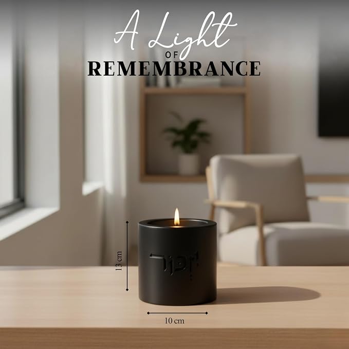 SURI Yizkor Remembrance Candle Holder – Modern Concrete Tea Light Holder for Jewish Memorial Home Decor, Yahrzeit & Yom Kippur, Ner Neshama Tradition