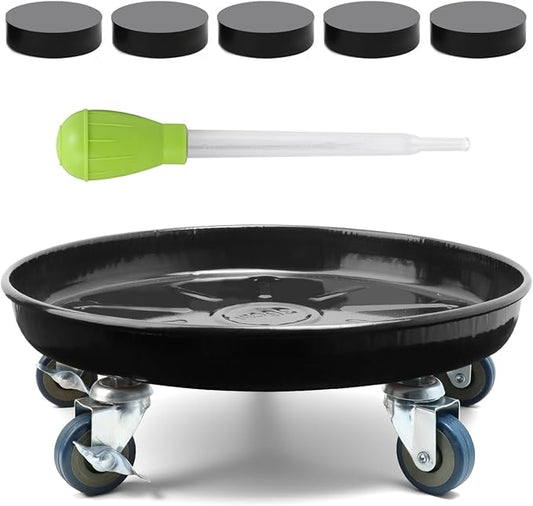 1 Pack 17 Inch Metal Plant Caddy With Lockable Wheels,Plant Stand Dolly for Heavy Planter,Wheeled Planter Saucer Tray,Rolling Plant Stand,Heavy-Duty Plant Caddy for Indoor and Outdoor(Black)