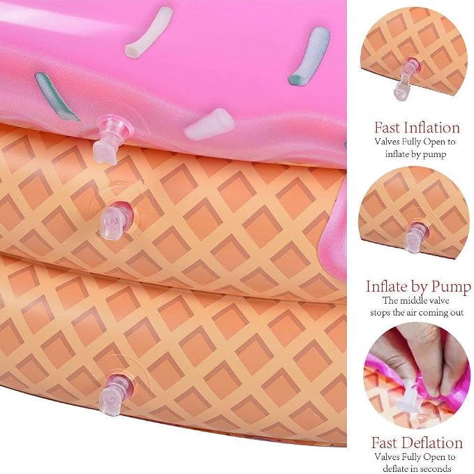 Kiddie Pool, Inflatable Pool for Kids, Ice Cream(Donut) and Hamburger 3 Ring Swimming Pool, Ideal Blow Up Pool in Summer, 45 Inches Inflatable Baby Pool