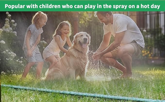 Watoo 2026 Sprinkler Hose & Soaker Hose for Yard - 50 FT Reinforced Flat Garden Hose with Holes, Heavy Duty No-Kink Lawn Irrigation Hose (Includes Stakes, High Pressure Spray)