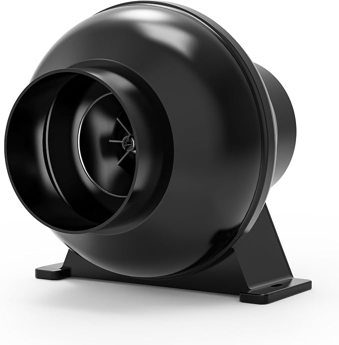 Toolazy 4 Inch Inline Duct Fan – ETL Certified, 195 CFM Quiet Ventilation Fan for Grow Tent, Hydroponics, HVAC, Greenhouse, Bathroom, Basement – Black