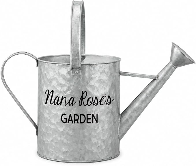 Personalization Universe Galvanized Garden Metal Watering Can - Customizable 144 oz. Indoor/Outdoor Garden Watering Pot with Sprinkle Nose, Gardening Gift for Mother's Day, Mom or Grandma Gift