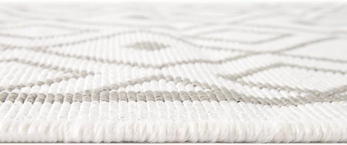 Unique Loom Outdoor Trellis Collection Area Rug - Kafes (9'x 12' 2" Rectangle, Ivory/ Gray)