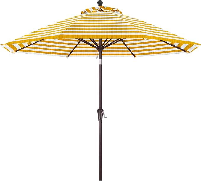 ABCCANPOY 9Ft Outdoor Patio Umbrella, Gold Stripe