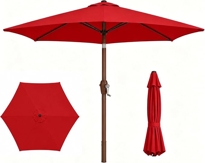 7.5ft Patio Umbrella, Outdoor Table Market Umbrella with Smooth Crank Lift, 6 Windproof Fiberglass Ribs, UPF50+ UV Protection for Deck, Pool, Garden and Backyard