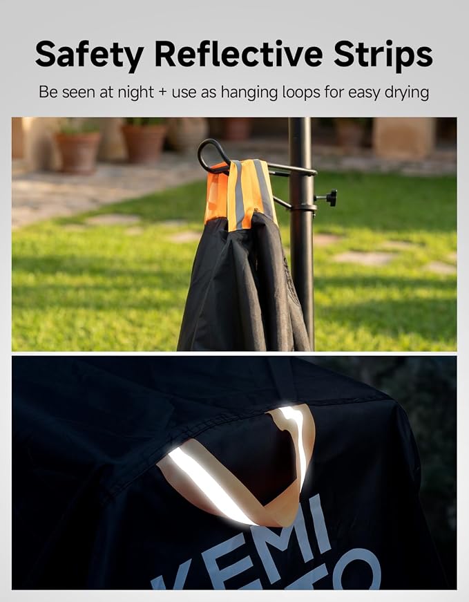KEMIMOTO 600D Waterproof Riding Lawn Mower Cover, Windproof Riding Lawnmower Cover with Reflective Straps & Hanging Loops Design, Compatible with John Deere, Husqvarna, Cub Cadet, Toro, Ryobi and More