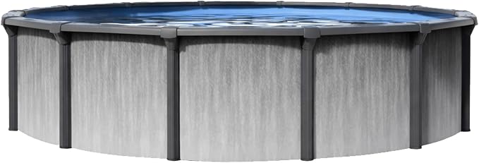 Lake Effect Pools 'Lanai' 27 ft Round Above Ground Swimming Pool | 52 Inch Resin Protected Steel Sided Walls | Bundle Includes: 25 Gauge Overlap Liner & Widemouth Skimmer