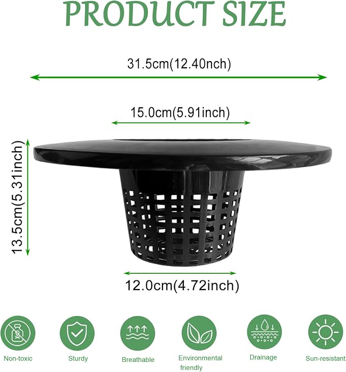 6 in. Wide Lip Bucket Basket (Pack of 5) | 5 Gallon Bucket Lids for DWC, Net Pots for Hydroponics