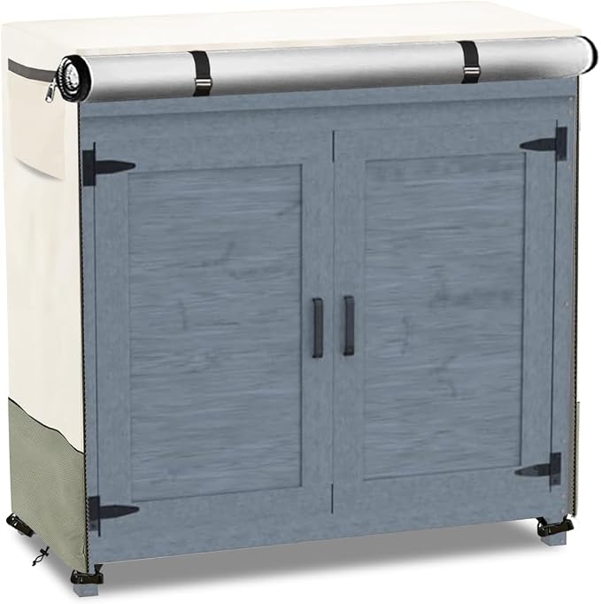 Outdoor Garden Potting Bench Table Cover with Split Zipper,Outdoor Storage Cabinet Cover,Heavy 600D Duty Waterproof Anti-UV All Weather Protection,39" x 19" x 36" -Beige