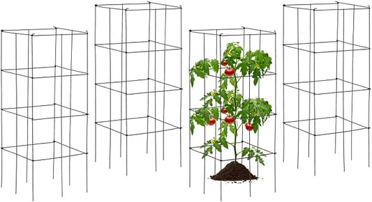 Giantex Pack of 4 Plant Cage Support, Tomato Stakes and Cages, Metal Supports for Potted Plant, 39'' Height Flower Trellis (16''Lx 16''Wx 39''H (4 Pieces))