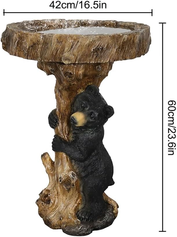 Hamiedun 23.6”Tall Resin fiber Outdoor Bird Baths for Garden - Standing Birdbath, Woodland Tree Trunk Decoration Yard Statue，Pedestal Birdbaths, Garden, Patio, Lawn, Backyard (24inch)