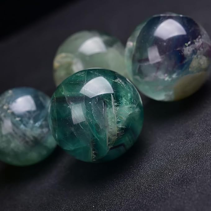 1.6-2 inch Natural Fluorite Crystal Ball with Stand, Hand Polished Colorful Fluorite Sphere, Reiki Healing Gemstone Ball, Home Desktop Decor Ornament, Spiritual Craft Gift