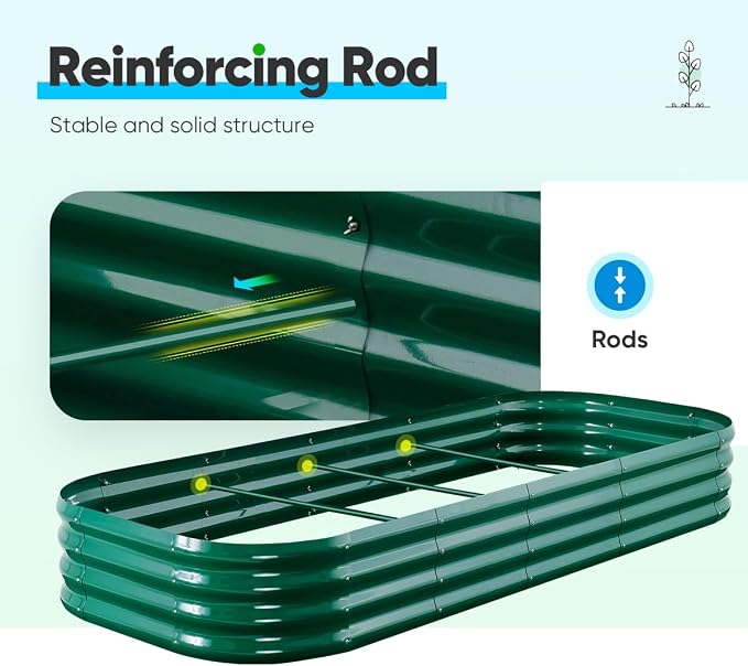 Quictent Raised Garden Bed Kit Oval Galvanized Metal Planter Box for Vegetables Outdoor Backyard Dark Green 6x3x2 ft