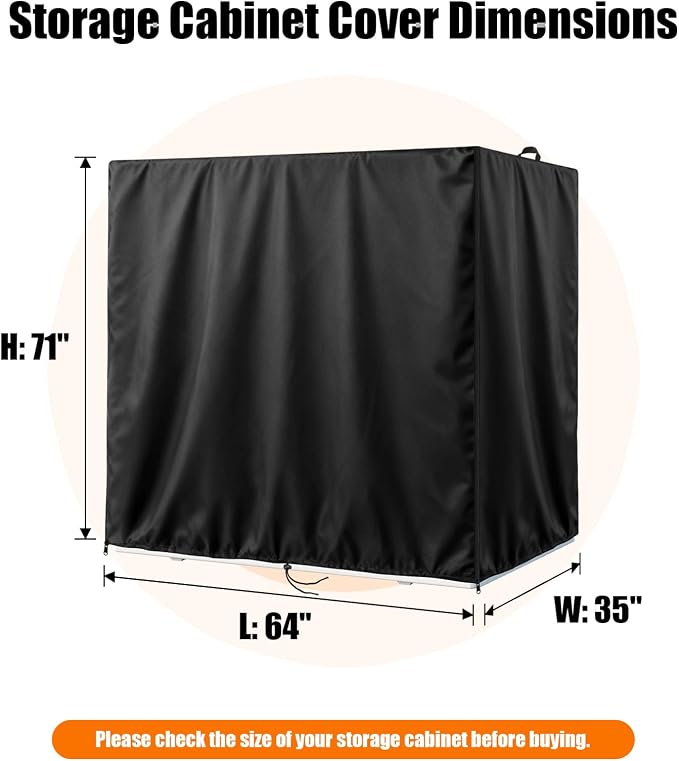 Kasla Storage Cabinet Cover, Outdoor Chest Storage Waterproof Cover, Weatherproof Cabinets Covers for Kitchen Patio Garden Backyard (64"L×35"W×71"H)