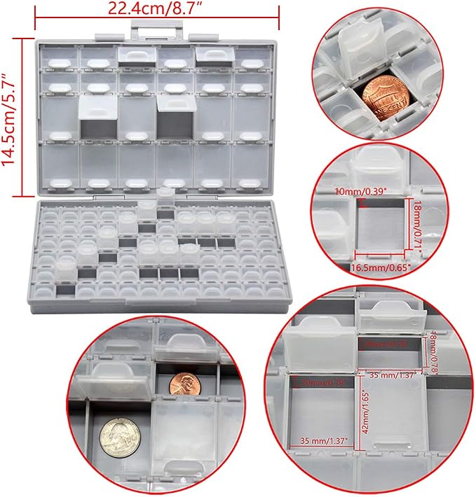 AideTek BOXALL96 96 Lids Enclosure SMD SMT Parts Organizer Surface Mount Box Labels