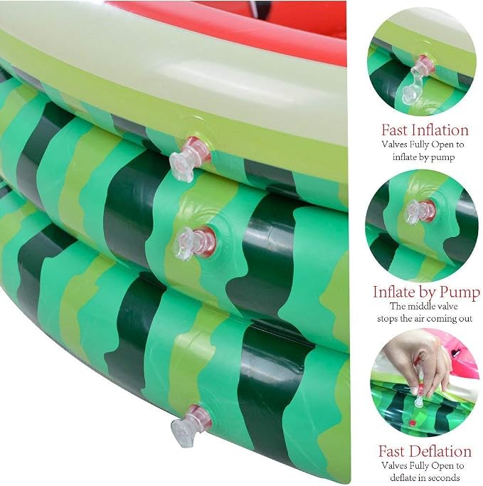 Kiddie Pool, 45" and 60" Watermelon 3 Ring Inflatable Pool for Kids, Inflatable Swimming Pool (2 Pack), Ideal Water Pool in Summer