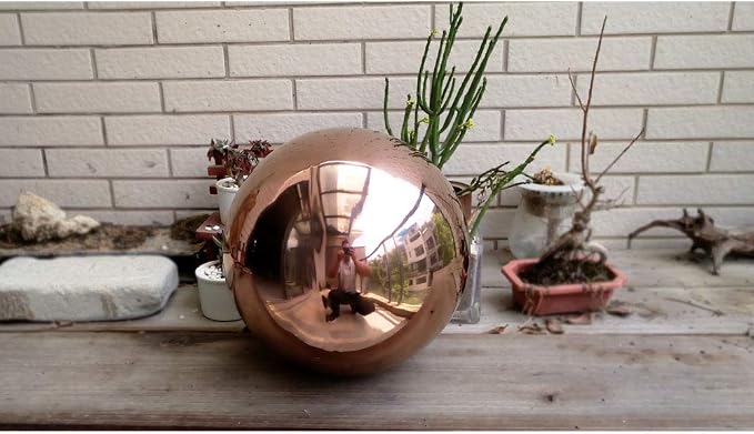 6 inch Diameter Rose Gold Gazing Ball,Rose Gold Stainless Steel Polished Reflective Smooth Garden Sphere Globe Mirror,Colorful and Shiny Addition to Any Garden or Home