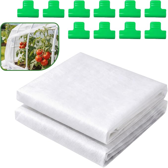 2PCS Plant Sun Protection Cloth, 10 X 30 Ft Non-Woven Garden Plant Shade Cloth White Cover Blanket Outdoor Bug Netting Sun Block for Protecting Plants Vegetable Rows from Direct Sunlight