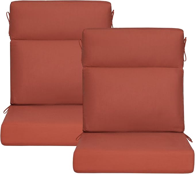 Sunbrella Outdoor High Back Chair Cushion, 2 Pack 44x21 inches Patio Chair Cushions Water Repellent Rocking Cushions Indoor Furniture Seat Pad, Spectrum Grenadine