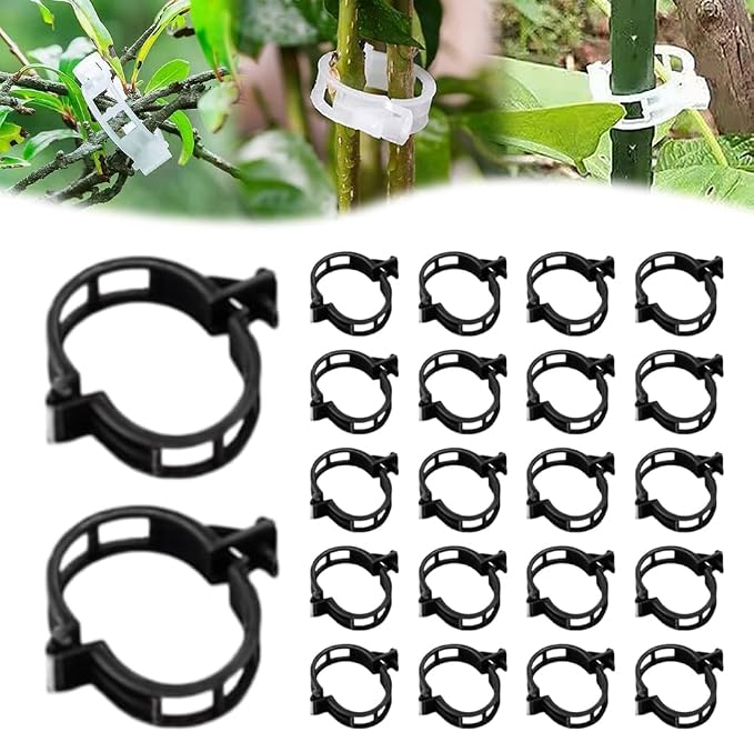 Secured Plastic Plant Clip, 2026 Upgraded Plant Support Clips Reusable Garden Clips, Plant Support Clips Garden Climbing Vines Fixing Clip Trellis Clips Climbing Tomato Clip (Black, 50pcs)