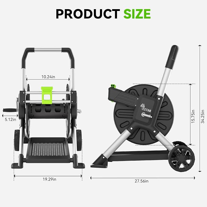Upgrade Garden Hose Reel Cart, Holds 200 Feet of 5/8-Inch Hose, Hose Reel Cart With Effort-saving Hand Crank,Freestanding Water Hose Reels for Outside Garden Lawn Yard Outdoor