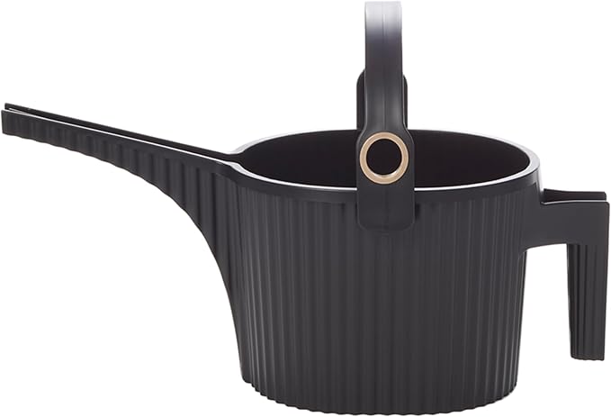 Hachiman Small Watering Can - 1.5 L Plant Watering Can with Widened Spout for Indoor and Outdoor Plants - Hands-Free Filling - 13.3" × 5.3"- Black