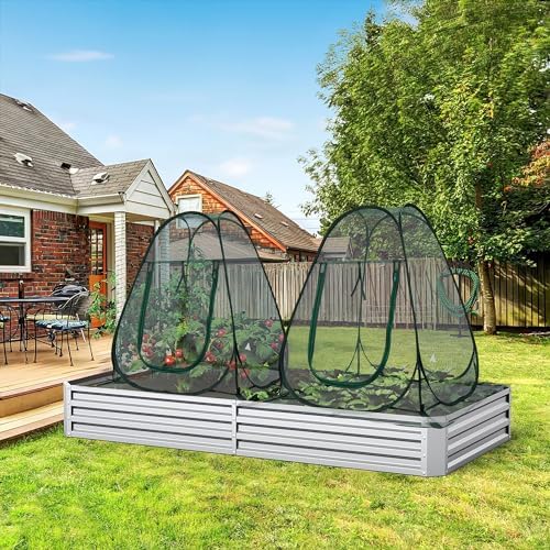 Pop up Garden Netting Cover Plant Guard Cover with 8 Stakes Bird Plant Tent Protector for Vegetables Fruits Flowers (1, 36 * 36 * 39 inch) - Image 2