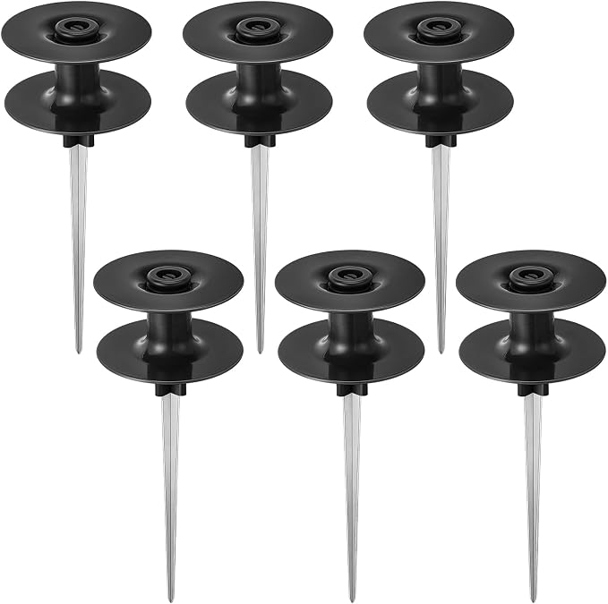 Chumia 6 Pieces 10 Inch Garden Hose Guide Spike, Zinc Coated Rustproof Heavy Duty Metal Stake with Top, Keeps Garden Hose out of Flower Beds, Guard for Yard Plant Protection (Black)