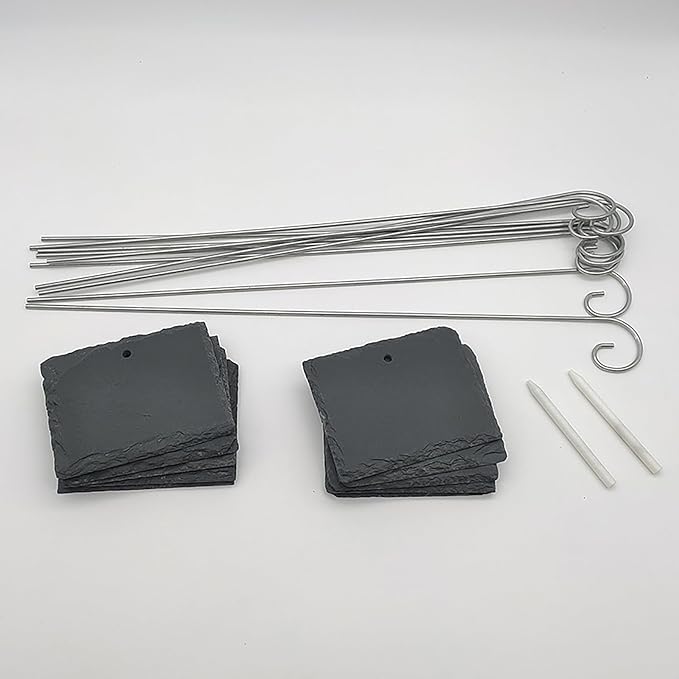 Large Slate Plant Labels, Garden Plant Labels Tags, Plant Markers 10 Sets | Natural Weatherproof Garden Signs with Metal Stakes and Chalk Pencils, for Outdoor Plants Vegetables Herb Flower Bed Pots