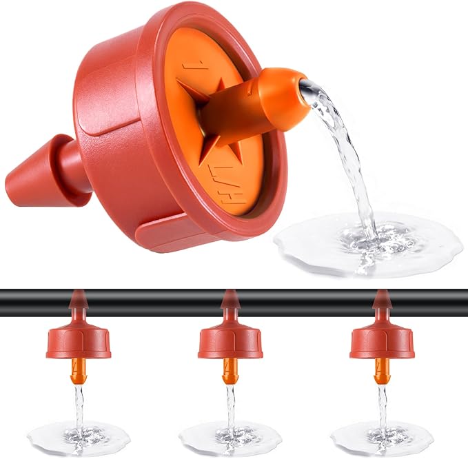 50 PCS 3 GPH Pressure Compensating Drip Irrigation Spot Dripper, High Flow Drip Irrigation Emitters Heads for Large Trees Bushes, Irrigation Drippers Parts for Orchard Large-Scale Outdoor Irrigation