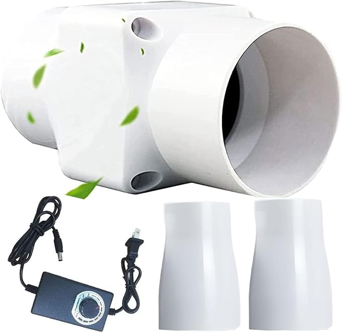 2 Inch Inline Duct Fan Variable Speed Air Circulator Quiet with 50mm to 32mm Interface for Home Office Cabinet Pet Cage Ventilation(50 mm to 40 mm,Speed Governor)