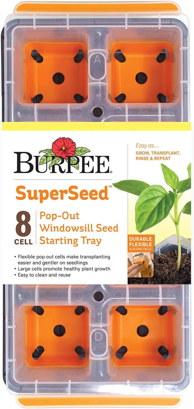 Burpee 36 & 8 Cell Seed Starting Trays | Reusable Indoor Vegetable, Flower & Herb Garden Kit | Flexible Silicone Cells for Reduced Transplant Stress