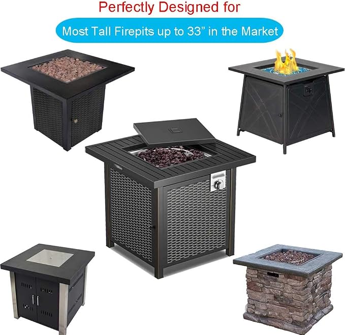 Saking Fire Pit Cover,32 Inch Square Firepit Covers Outdoor Gas Fireplace Fire Table Cover Fits for 28-32 Inch Propane Fire Pit Table – 32 x 32 x 24 Inches