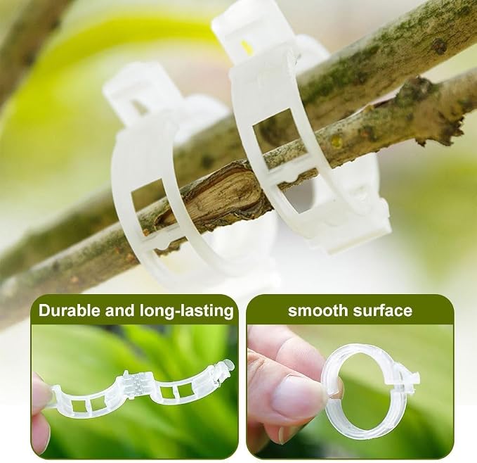 Secured Plastic Plant Clip, 2025 Upgrade Plant Support Clips Reusable Garden Clips, Garden Clips for Climbing Plants, Plastic Trellis Clips Tomato Grape Vine Vegetables Plant Fixing Clips (300, Green)