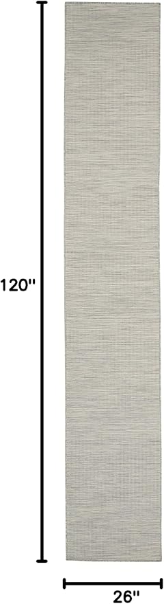 Nourison Home Positano Light Grey 2'2" x 10' Area Rug - Easy Clean, Non Shedding, Bed Room, Living Room, Dining Room, Kitchen (10' Runner)