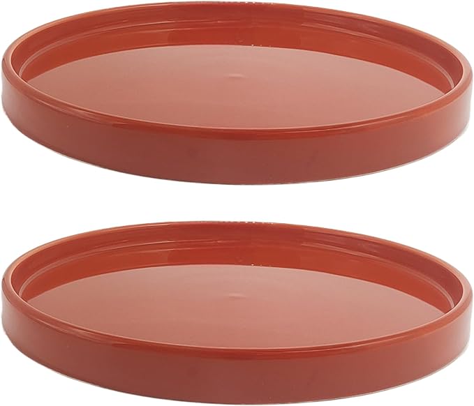 Yukfona Ceramic Plant Saucer Tray 2 Pcs 8 Inch Red Terracotta, 8.5"OD x8.15"ID x1"Deep| Fits flower pots Bottom≤ 8.15", Heavy Duty Glazed Round Planter Drip with Catch Basin for Indoor Outdoor Plants | Ceramic Glazed