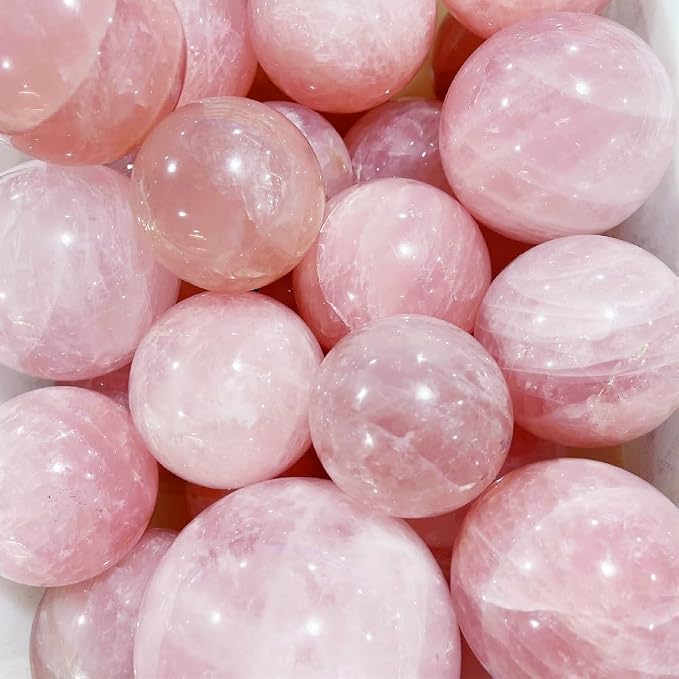 2.8-4inch Natural Rose Quartz Crystal Ball with Stand, Polished Pink Crystal Decoration Sphere, Reiki Healing Gemstone Ball, Home Desktop Ornament Commemorate Gift