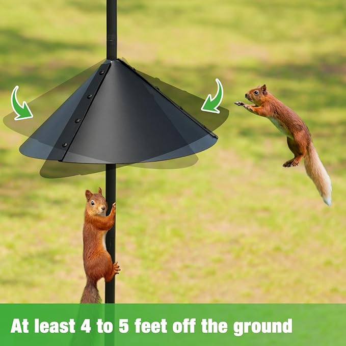 ERYTLLY Bird House Pole 80 Inch Bird Feeder Pole with Squirrel Baffle and 2 Hooks - Heavy Duty Bluebird Feeder Support Rod Stand Set for Outside, Yard, Garden