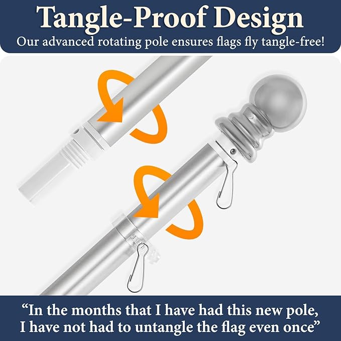 Flag Pole for Outside House – 6FT Aluminum Flagpole Kit with Wall Mount Bracket – Heavy Duty Flag Pole Holder for Residential or Commercial Outdoor Use – Fits 3x5 American Flags